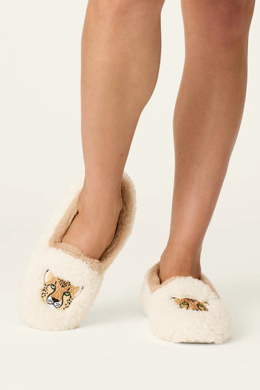 CHEETAH CHARM FUZZY SLIPPERS