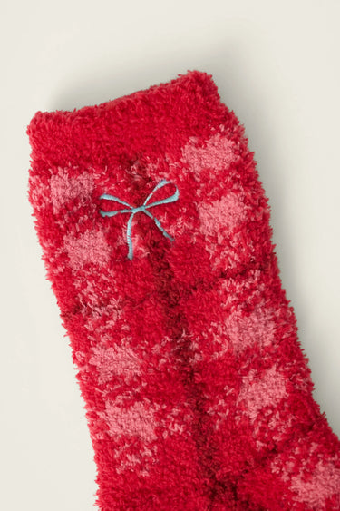 MAD FOR PLAID EMBROIDERED BOW SOCKS