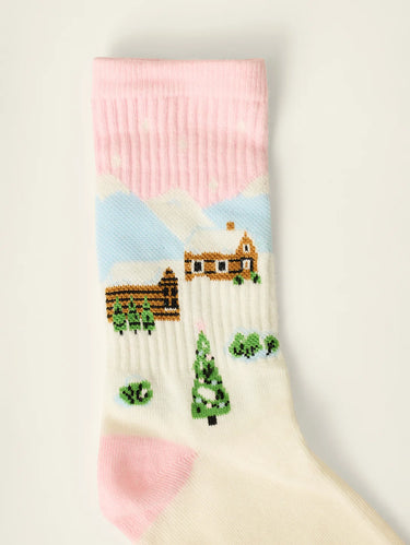RIBBED WINTER VILLIAGE SOCKS
