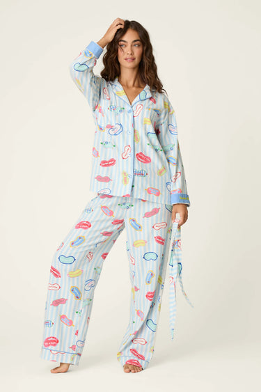 OUT OF OFFICE EYEMASK PRINT 3-PIECE FLANNEL PJ SET