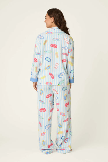 OUT OF OFFICE EYEMASK PRINT 3-PIECE FLANNEL PJ SET