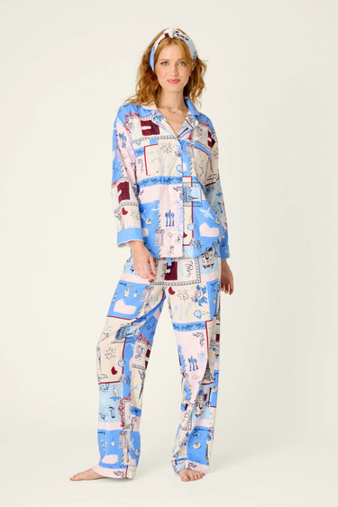 ALLONS-Y PARISIAN PRINT 3-PIECE FLANNEL PJ SET