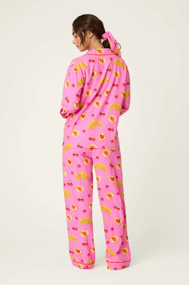 BREAKFAST PASTRY PRINT 3-PIECE FLANNEL PJ SET