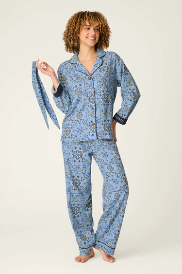 CLASSIC PAISLEY BANDANA PRINT 3-PIECE LONG SLEEVE FLANNEL PJ SET