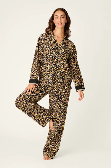 WILD AT HEART LEOPARD PRINT 3-PIECE FLANNEL PJ SET
