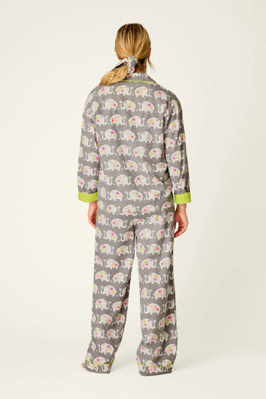 BLOOMS ON PARADE ELEPHANT PRINT 3-PIECE FLANNEL PJ SET