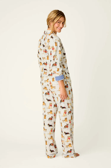 HOWDY PAW-TNER DOG PRINT 3-PIECE FLANNEL PJ SET