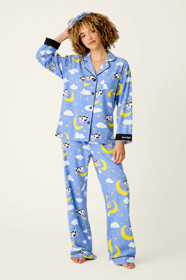 COWS JUMPING OVER THE MOON 3-PIECE FLANNEL PJ SET
