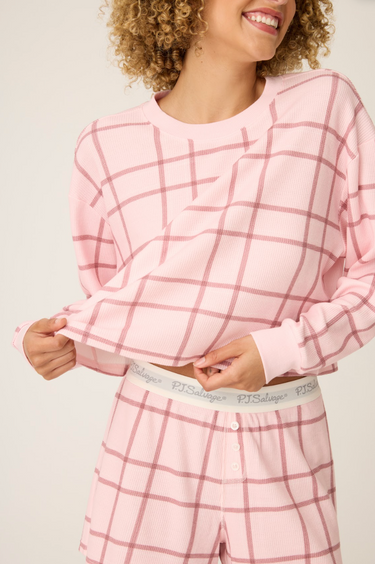 BOYFRIEND BOXER PINK PLAID SET