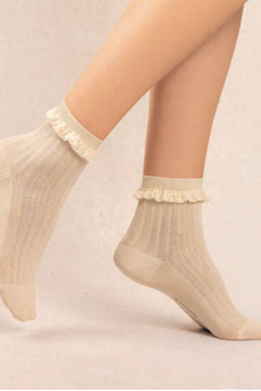 RIBBED MERCERISED COTTON ANKLE SOCK