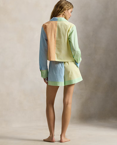 STRIPED SEERSUCKER SHIRT & BOXER PJ SET