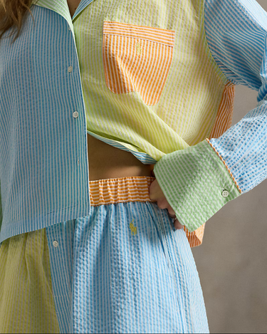 STRIPED SEERSUCKER SHIRT & BOXER PJ SET