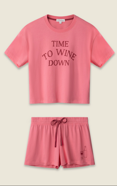 TIME TO WINE DOWN GRAPHIC PRINT PJ SOFTEE SET