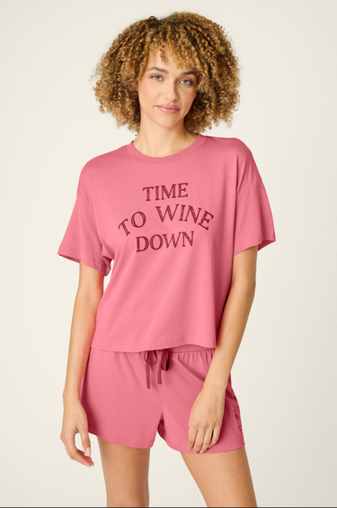 TIME TO WINE DOWN GRAPHIC PRINT PJ SOFTEE SET