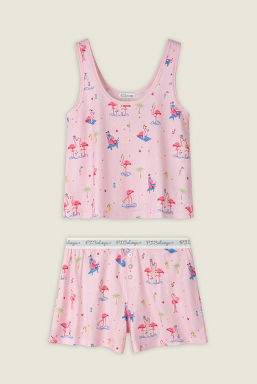 FLAMINGO TANK & SHORT BOYFRIEND BOXER PJ SET