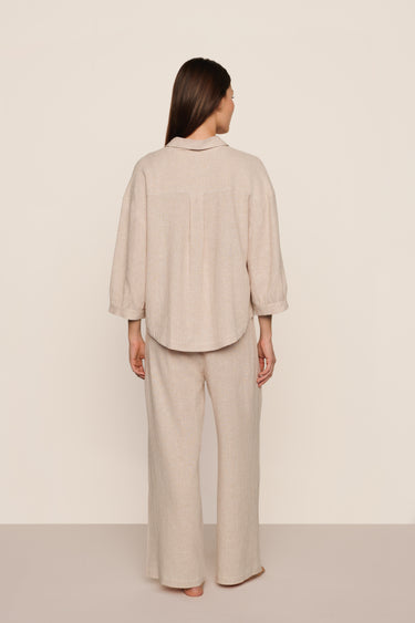 LINEN BLEND RELAXED SLEEVE TOP