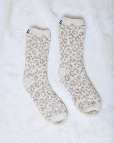 LEOPARD COZY FUZZY CABLE SOCKS