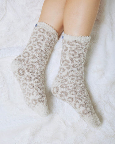 LEOPARD COZY FUZZY CABLE SOCKS