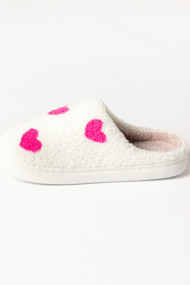 HEART PRINTED SHERPA SLIDE