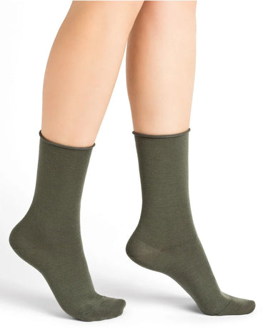 FINE WOOL ROLLED TOP SOCK