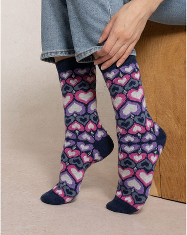 HEARTS PATTERN CASHMERE SOCKS