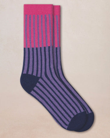 VERTICAL STRIPED CASHMERE SOCKS