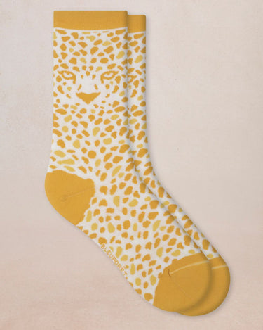YELLOW LEOPARD PRINT COTTON SOCKS