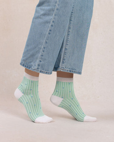 BLUE SCOTTISH WOOL POLKA DOT ANKLE SOCKS