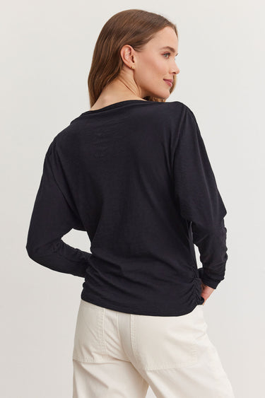 HALLIE COTTON SLUB LONG SLEEVE TOP