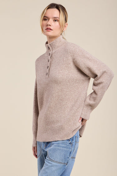 DARA COZY KNIT 3/4 BUTTON SWEATER