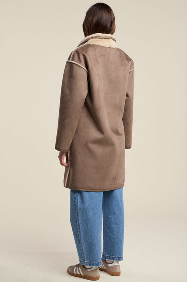 YVES LUXE SUEDE FAUX FUR COAT