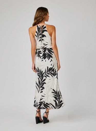 MAUI PRINT MAXI HALTER DRESS