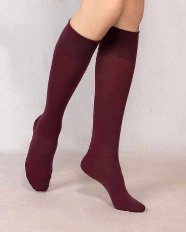 FINE WOLL ROLLED HEM KNEE HIGHS