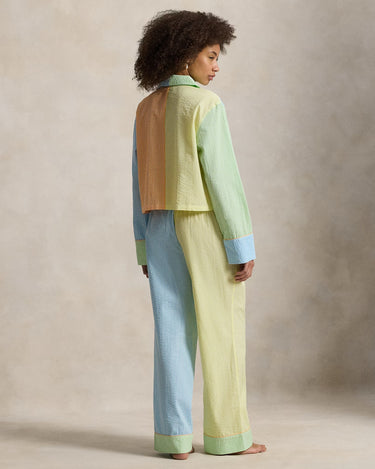 COLOR-BLOCKED SEERSUCKER PAJAMA SET