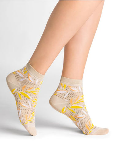 SHORT OPENWORK LEAVES LISLE SOCKS