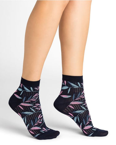 SHORT OPENWORK LEAVES LISLE SOCKS