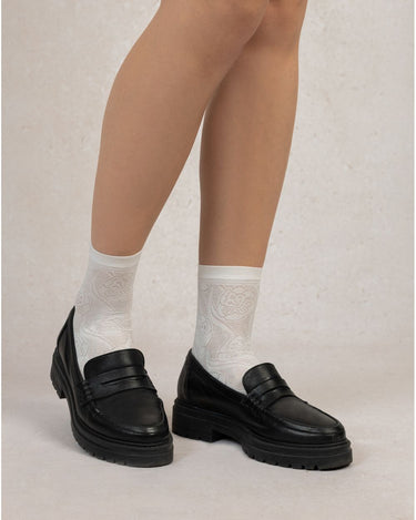 SHORT SILK LACE FLORAL SOCKS