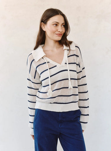 TASSEL TIE OPEN KNIT SWEATER