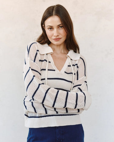 TASSEL TIE OPEN KNIT SWEATER