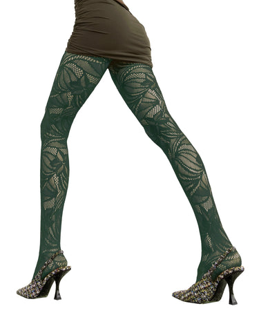 ILCAIRO LARGE FLORAL LACE PANTYHOSE