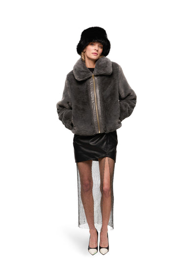QUINN FAUX FUR BOMBER JACKET