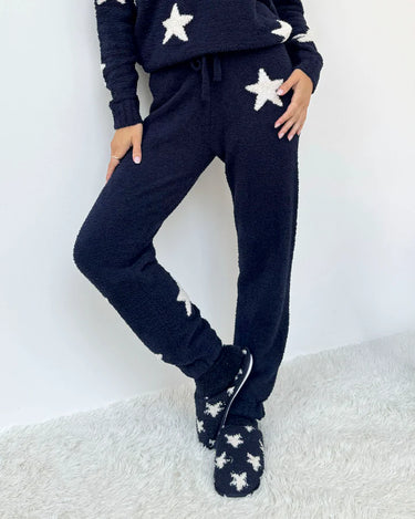 NAVY OAT STARS FUZZY SWEATER PJ SET