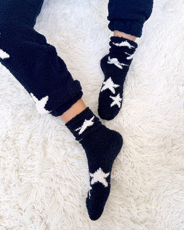 NAVY OAT BIA FUZZY YARN SOCKS