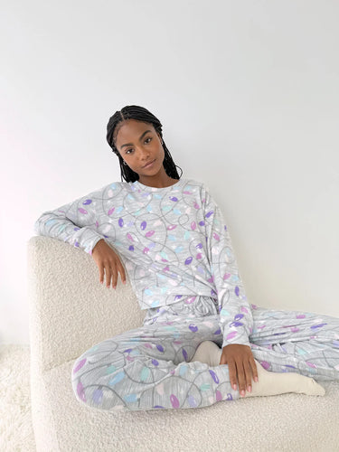 HOLIDAY LIGHTS MARNA WAFFLE PJ SET